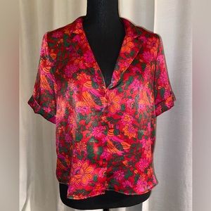 Floral Set- satiny shirt & shorts